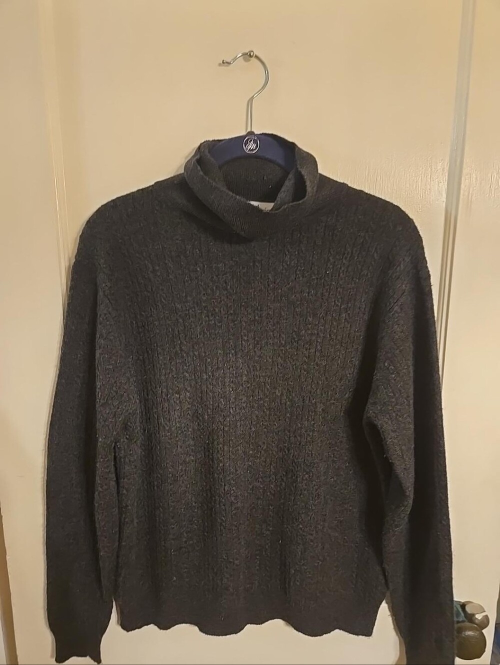 women 100% Cashmere Dark Gray Turtleneck Sweater - Classic Knit